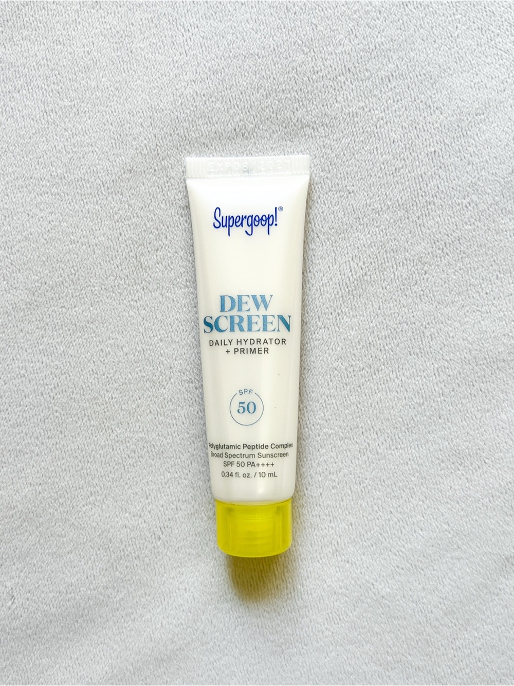 Supergoop! Dew Screen Daily Hydrator + Primer SPF 50 – White with Yellow Cap